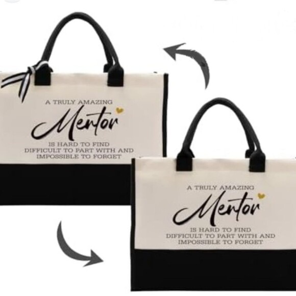 Mentor Black and Cream Canvas Bag NWOT - Picture 3 of 4